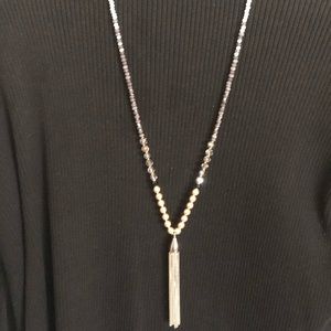 Loft black, silver and white drop necklace